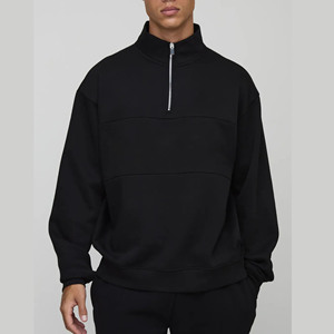 Suéter grueso de manga larga con cuello redondo, estilo oversize, de forro polar, liso, para hombre. - Product Image 1