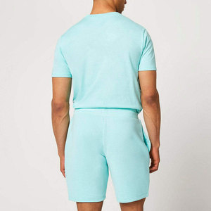 Ensemble de t-shirts pour hommes à manches courtes bleu clair, col rond, coupe classique, décontracté, respirant, 100% coton jersey tricoté, ensembles d'été pour hommes - Product Image 2
