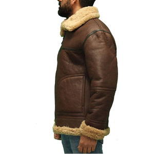 High Quality Custom Unisex Faux <b>Shearling</b> Sheep Leather Summer Waterproof Breathable Eco-Friendly Sherpa Lined Aviator <b>Jacket</b> - Product Image 4