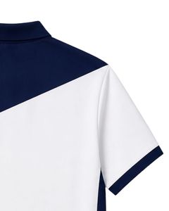 เสื้อโปโลชายสีขาวและน้ำเงินกรมท่า แขนสั้น สไตล์ลำลอง เล่นกีฬา ตีกอล์ฟ ระบายอากาศได้ดี เสื้อยืดฤดูร้อน ผ้าโพลีเอสเตอร์คุณภาพพรีเมียม - Product Image 6