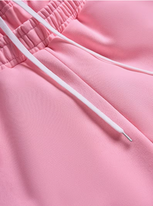 Pink High Waist Drawstring Shorts Men Casual Knitted Solid Color Streetwear Short Length Men s <b>Classic</b> Streetwear Shorts - Product Image 5