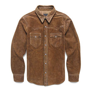 Nuevas Camisas de Cuero Genuino para Hombre, Moda Premium, Venta al Por Mayor, Camisa de Cuero de Gamuza Auténtica, Diseño Transpirable Personalizable - Product Image 1