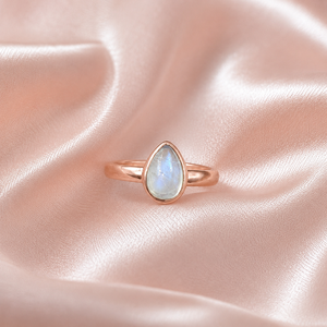 Anillo con Bisel de Piedra Lunar Arcoíris Natural, Plata de Ley 925, Hecho a Mano, Chapado en Oro Rosa y Oro Amarillo, para Mujer - Product Image 4