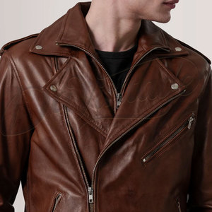 Veste en cuir gris anthracite pour homme, en véritable peau de mouton, coupe ajustée, style moto café racer, col à boutons-pression, vêtement d'extérieur décontracté et élégant - Product Image 1