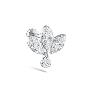 Pendientes de Diamantes Cultivados en Laboratorio, Corte Marquesa y Redondo, Certificados por IGI, DEF VVS VS, Oro, Plata, Diseño de Racimo Multicristalino, Pendientes Colgantes - Product Image 5