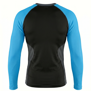 Chemise de performance à manches longues pour homme Askar, noire et bleue, imprimée par sublimation, séchage rapide, avec logo frontal, pour adulte - Product Image 3