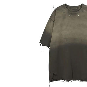 Camiseta de Hombre Estilo Streetwear Vintage, Lavado Desgastado, con Logotipo Personalizado, Oversize, Lavado Ácido - Product Image 2