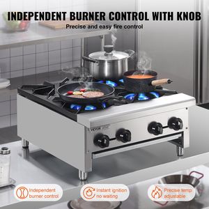 Cuisinière à gaz commerciale en acier inoxydable, 4 brûleurs, pour comptoir, au propane ou au gaz naturel, équipement de cuisson professionnel - Product Image 4
