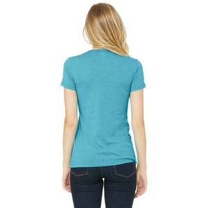 T-shirt unisexe à col en V, coupe ajustée, séchage rapide et respirant, en coton peigné 100% Airlume filé en anneau 32 simple, 4,2 oz, couleur Aqua, avec bandes d'épaule - Product Image 3