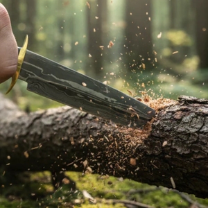 Couteau Viking Art Bowie à lame en acier Damas fait main, manche en bois de rose poli |   Étui en cuir de qualité supérieure pour le camping et les cadeaux - Product Image 3