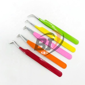 Pinzas de extensión de pestañas de acero inoxidable recubiertas de Color personalizado de alta calidad Diseño de Punta puntiaguda probado a mano Pinzas al por mayor - Product Image 5