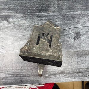 Vintage Fireplace <b>Stocking</b> <b>Holder</b> Broom Heavy Cast Metal Mantel Hook Made in India Silver Finish Pewter Witch Decor feltsocks - Product Image 2