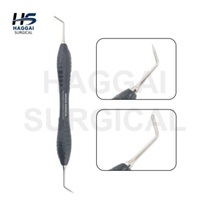 HAGGAI SURGICAL INTERNATIONAL Instrumento dental compuesto solo posterior de doble punta con mango de silicona gris oscuro antiadherente - Product Image 2