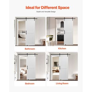 Kit Ferramenta per Porta Scorrevole in MDF ad Alta Resistenza 84 x 30 Pollici, Superficie in PVC Impermeabile, Facile Installazione, per Porte da 30 x 84 Pollici - Product Image 6