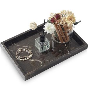 Luxury Black Marble <b>Vanity</b> Tray Decorative Serving Tray Modern Marble Organizer for Bathroom Coffee <b>Table</b> Kitchen Counter Home D - Product Image 1