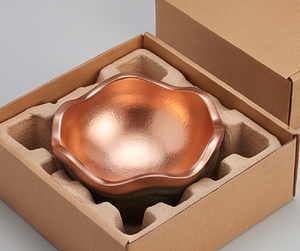Bol à fruits en céramique moderne avec un design ondulé pour un usage domestique, finition polie durable, ton cuivre, plat de service décoratif - Product Image 6
