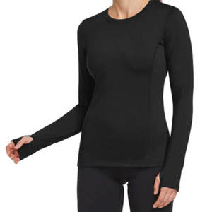 Women's <b>Black</b> <b>Long</b> <b>Sleeve</b> Crew Neck T-Shirt Loose Fit Breathable Quick Dry Knitted Casual <b>Top</b> All Seasons - Product Image 4