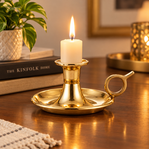 Portavelas Ovalado de Latón, Bandeja para Velas Cónicas Hecha a Mano, Centro de Mesa Decorativo de Metal, Accesorios Vintage para el Hogar - Product Image 3