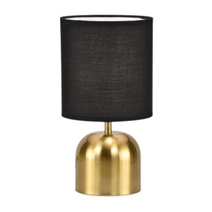 Lampe de table en fer forgé écologique avec ampoules halogènes, alimentée par courant alternatif, abat-jour en tissu noir, lampe de bureau moderne pour chambre à coucher, salon - Product Image 1