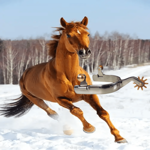 Éperons de cheval occidentaux en acier inoxydable avec engrenages et boucles en cuivre - Équipement d'équitation durable et résistant à la rouille - Product Image 2