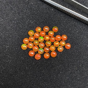 Opale Welo d'Éthiopie naturelle certifiée 3 mm, cabochon rond lisse, pierres précieuses en vrac, opale orange, pierre de naissance, bijoux à prix d'usine - Product Image 2