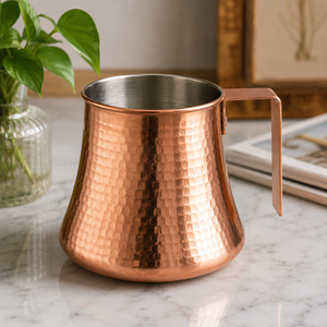 Taza de Cobre Martillado 100% Puro con Revestimiento de Estaño |   Taza de Cobre Hecha a Mano para Agua y Café |   Vaso Ayurvédico para Beber de 500 ml - Product Image 3