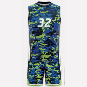 Ensemble de maillots de basket-ball personnalisés par sublimation, sans manches, respirant, imprimé camouflage, uniforme pour adultes, vêtements de sport unisexes - Product Image 6