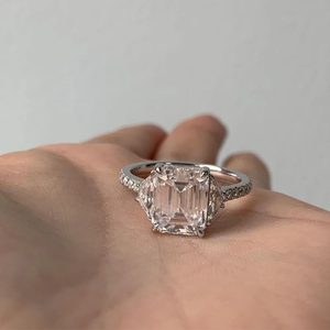 925 Sterling <b>Silver</b> 3ct <b>Emerald</b> Cut Moissanite Luxury <b>Ring</b> Rhodium Plated Prong Set Wedding Engagement Jewelry for Women - Product Image 4
