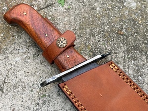 Couteau de chasse professionnel Bowie A&M Enterprises en acier inoxydable, pointe tombante, 14 pouces, manche en bois, OEM - Product Image 4