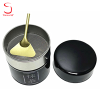 Boîte en métal cylindrique pour poudre de matcha avec tamis, passoire à mailles fines, boîte à thé en métal de qualité alimentaire avec cuillère, vente en gros