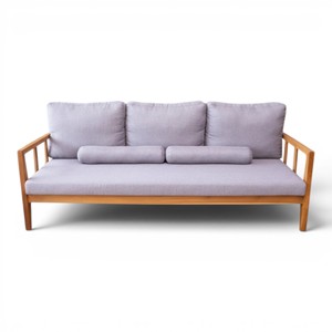 Commercial Grade Solid Teak <b>Wood</b> 3 Seater <b>Sofa</b> Mid Century Modern Outdoor Chair Couch Fabric Garden Patio Lounge <b>Sofa</b> Furniture - Product Image 1