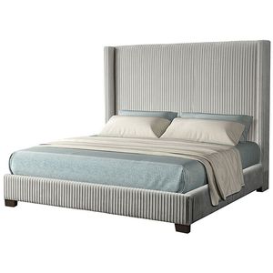 Letto Imbottito King-Size Grigio Chiaro in Scatola, Comodo ed Elegante - Product Image 3