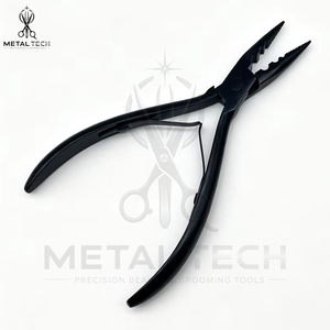 En gros, Kit de pinces en acier inoxydable pour la pose et le retrait d'extensions capillaires, finition satinée noir mat, outils de salon pour la pose de micro-anneaux - Product Image 2