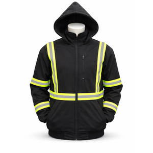 Veste de sécurité haute visibilité classe 2 noire avec bande réfléchissante de 2 pouces, vêtements de travail industriels, LED clignotante, imperméable, logo personnalisé OEM - Product Image 1