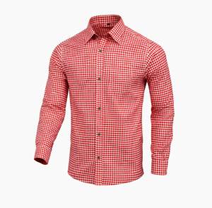 <b>Men</b>’s <b>Red</b> Bavarian Trachten Oktoberfest <b>Shirt</b> Cotton Long Sleeve Traditional German Style S to 4XL - Product Image 1