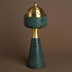 Quemador de incienso Bakhoor de travertino al por mayor, soporte decorativo para velas de travertino, quemador de Bakhoor para Ramadán - Product Image 1