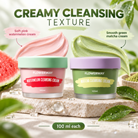 FLOWERWAY Crème Nettoyante au Matcha et à la Pastèque 100ml Nettoyant Visage Texture Crème Douce Vente en Gros