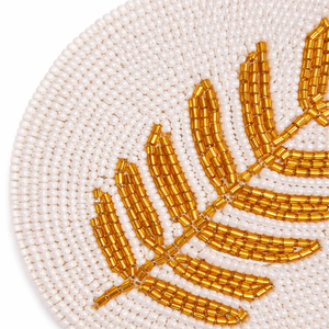 Trendy Seed Beaded <b>Coasters</b> Handmade Embroidered Artisan Heart Shape <b>Table</b> Beverage Mat Promotional Event Dining <b>Table</b> Accessory - Product Image 3