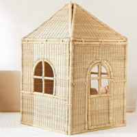 Maisons de poupées en osier pour bébés en rotin naturel pliable maisons de poupées faites à la main en gros petite maison de poupée pliable fabriquée au Vietnam