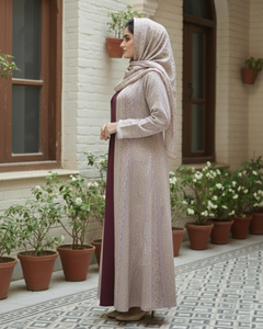Luxury Embroidered Abaya Stole Set | Elegant European American Style Cardigan Beaded Caftan Evening Party Wear | Premium Four - Product Image 3
