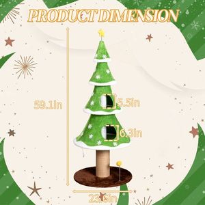 Torre per Gatti a Forma di Albero di Natale Grande e Alto 150 cm con 2 Cucce, Tiragraffi, Giocattolo in Morbido Pile e Struttura Robusta - Product Image 5