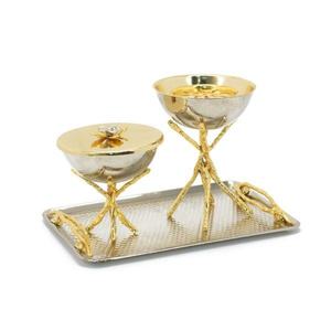 Juego de Incensario de Lujo al por Mayor con Bandeja, Soporte de Metal Dorado para Ramas, Incensario de Bakhoor, Decoración Moderna para Mesa de Hogar u Oficina - Product Image 1