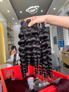 Precio barato súper extensión de cabello humano dibujado doble peluca ondulada profunda color natural para mujeres negras 300G 8-32 pulgadas - Product Image 5