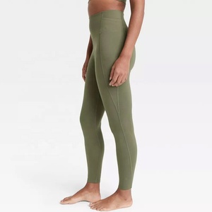 Pantalones de Yoga de tiro alto para mujer Leggings elásticos de ajuste relajado de color sólido para entrenamiento de Gimnasio Deportivo - Product Image 5