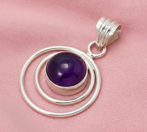 Pendentif en argent 925 avec améthyste, serti de pierres, géométrique, minimaliste, unisexe, bijoux à porter au quotidien - Product Image 4