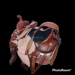Selle d'équitation western en cuir véritable faite à la main, très vendue, au look élégant, avec un ensemble d'accessoires assorti en vrac - Product Image 2