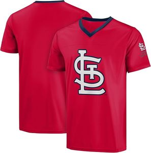 St. Louis Cardinals Red V-Neck <strong>T</strong>-<strong>Shirt</strong> With Gray Logo Cotton Material Sports Design - Product Image 1