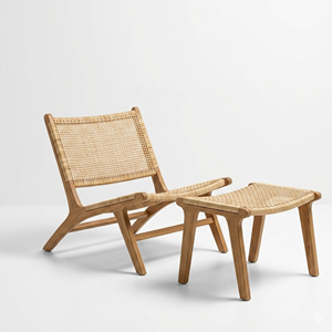 Sofás de Jardín de Madera de Teca, Sillón Lounge, Otomana, Juego de Sillas de Ratán Natural Tejidas a Mano, Sillas de Descanso para Patio Cubierto, Fabricación para Resorts - Product Image 1