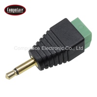 Adaptateur de montage de câble avec connecteur en cuivre noir et vert 26-14AWG, prise téléphonique 3,5 mm mâle 1P 5A 12V