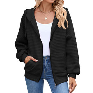 Sudadera con capucha de punto gofrado extragrande para hombre, de corte holgado, con cremallera, bordado personalizado, para mayor comodidad en invierno - Product Image 3